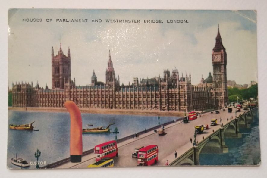 Dildo Postcard by artist Paul Coombs