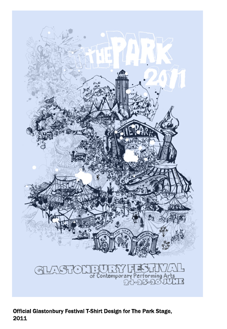 The Park Stage Glastonbury T-shirt Design by artist Paul Coombs