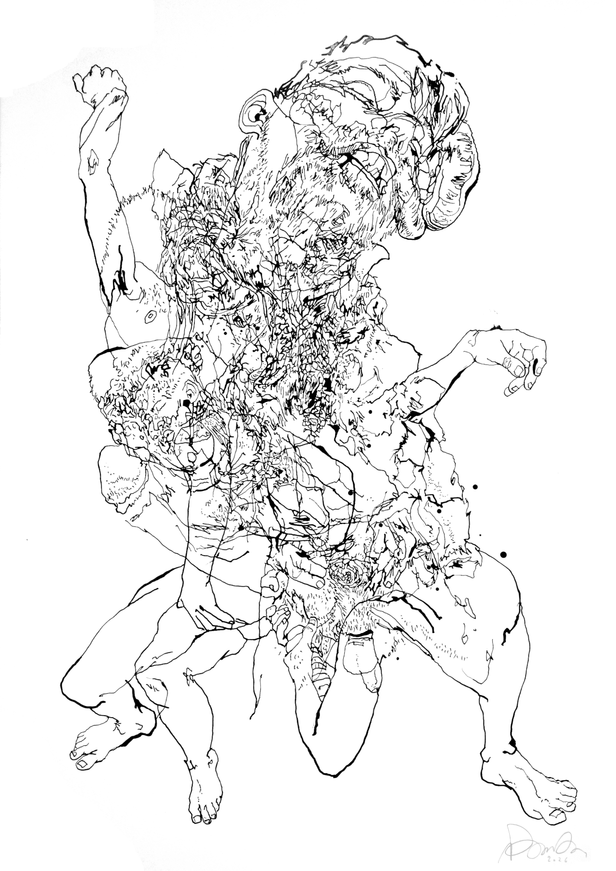 On Diagnosis, ink on paper, drawing, artist, Paul Coombs, gay, queer, lgbtqiplus, art