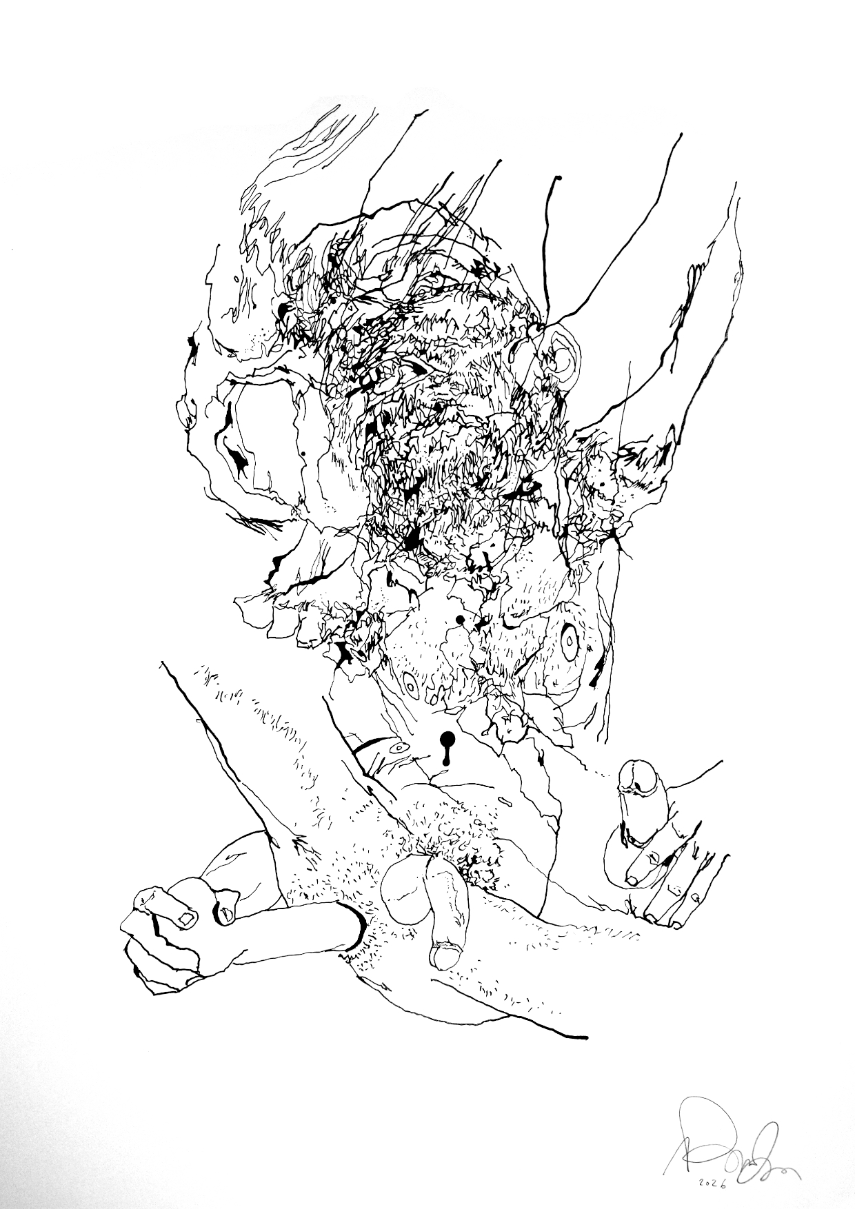 On Diagnosis, ink on paper, drawing, artist, Paul Coombs, gay, queer, lgbtqiplus, art