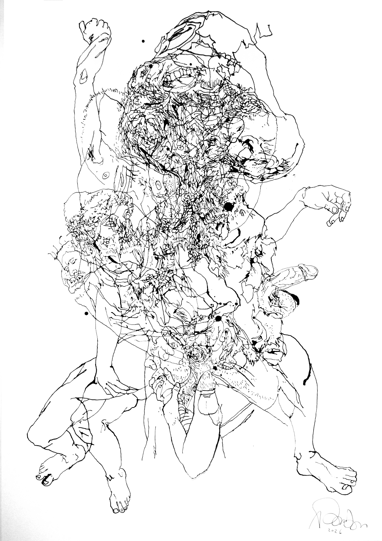 On Diagnosis, ink on paper, drawing, artist, Paul Coombs, gay, queer, lgbtqiplus, art
