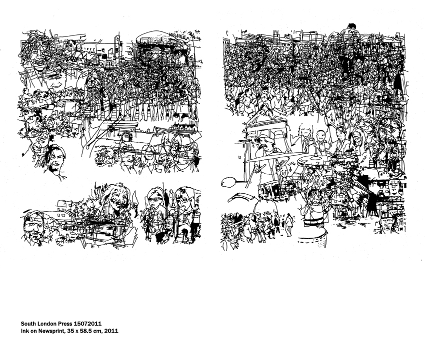 South London Press 15072011 Ink on Newsprint by artist Paul Coombs