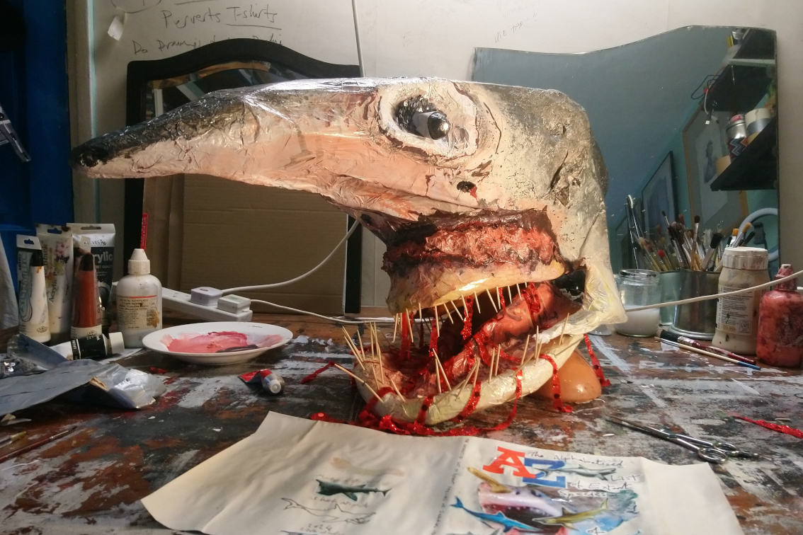 Shark, Performance, artist, Paul Coombs, gay, queer, lgbtqiplus, drawing, collage, art