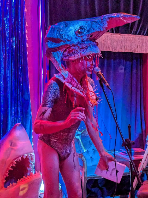 Shark, Performance, artist, Paul Coombs, gay, queer, lgbtqiplus, drawing, collage, art