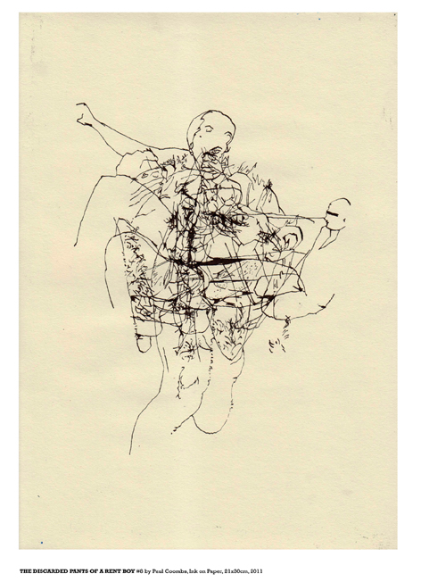 The Discarded Pants Of A Rent Boy #8 Ink on Paper 2011 by artist Paul Coombs