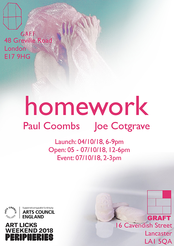 Homework, residency, gaff space, e17, graft, lancs,joseph cotgrave Installation, artist, Paul Coombs, royal college of art, rca, show 2018,